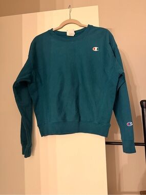 Champion Teal Crewneck Sweatshirt with Logo